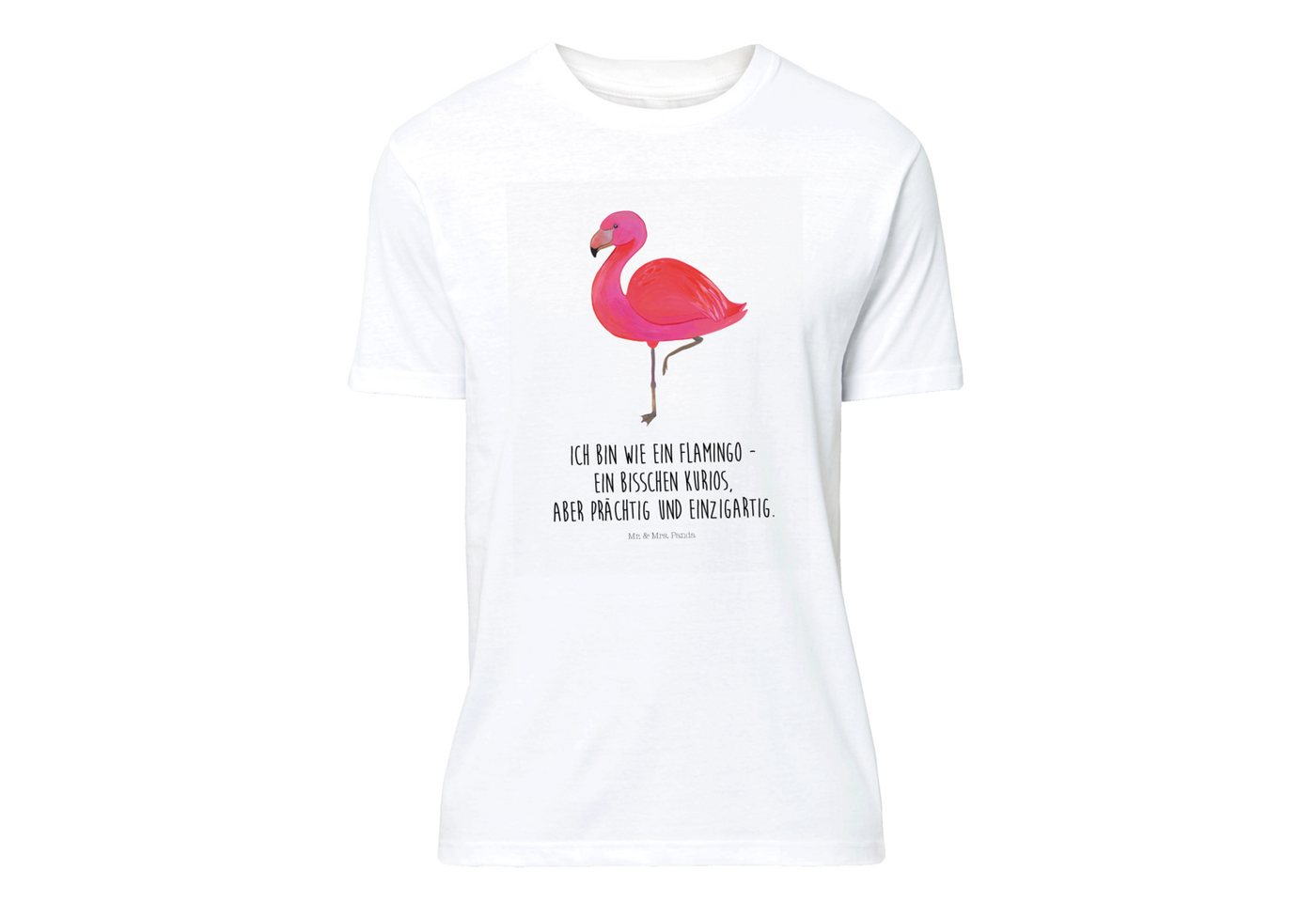 Mr. & Mrs. Panda T-Shirt Flamingo classic - Weiß - Geschenk, Schlafshirt, r günstig online kaufen