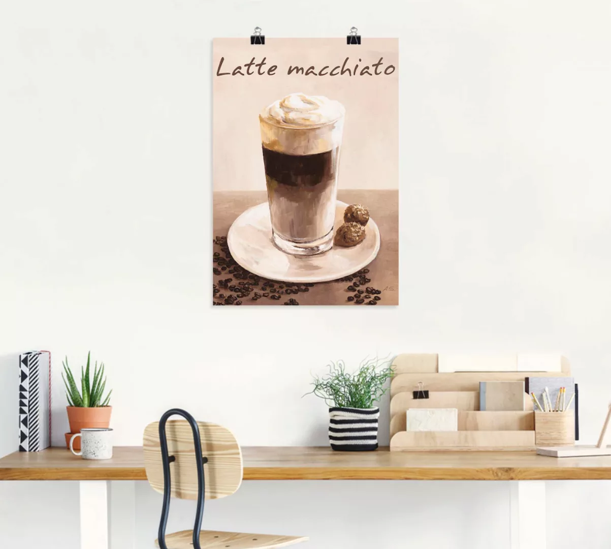 Artland Wandbild "Latte Macchiato - Kaffee", Kaffee Bilder, (1 St.), als Po günstig online kaufen