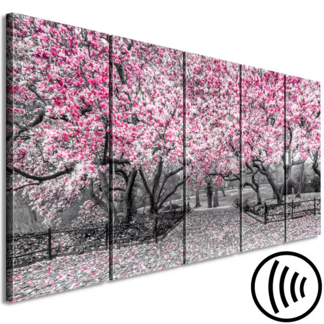 Wandbild Magnolia Park (5 Parts) Narrow Pink XXL günstig online kaufen