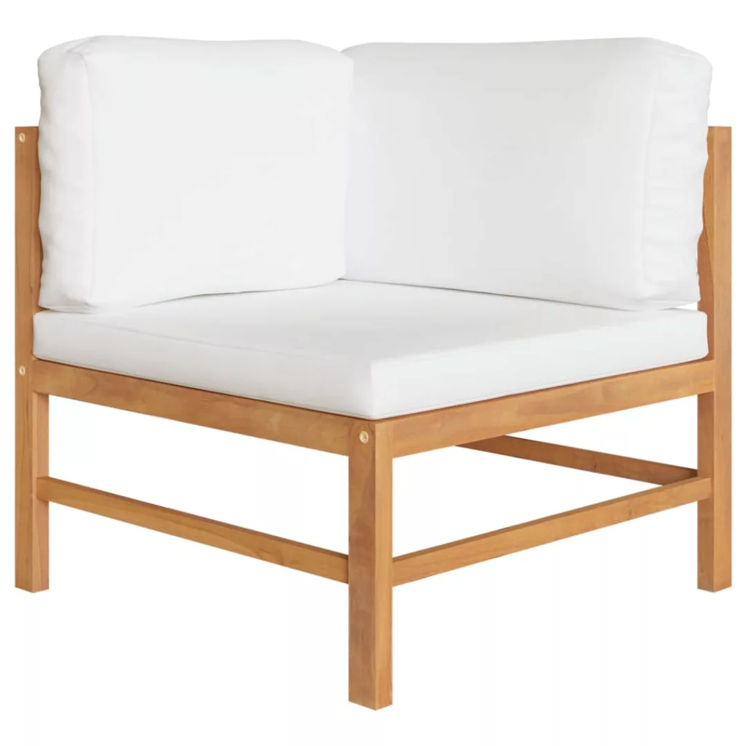 Ecksofa Mit Creme Kissen Teak Massivholz günstig online kaufen