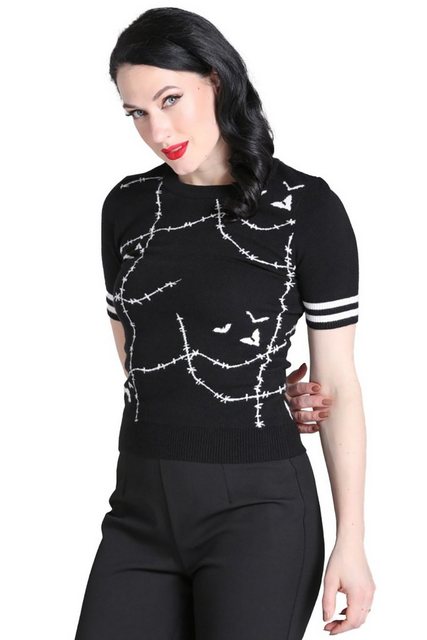 Hell Bunny Stricktop Stitches Top Vintage Rockabilly Retro Gothic Goth günstig online kaufen