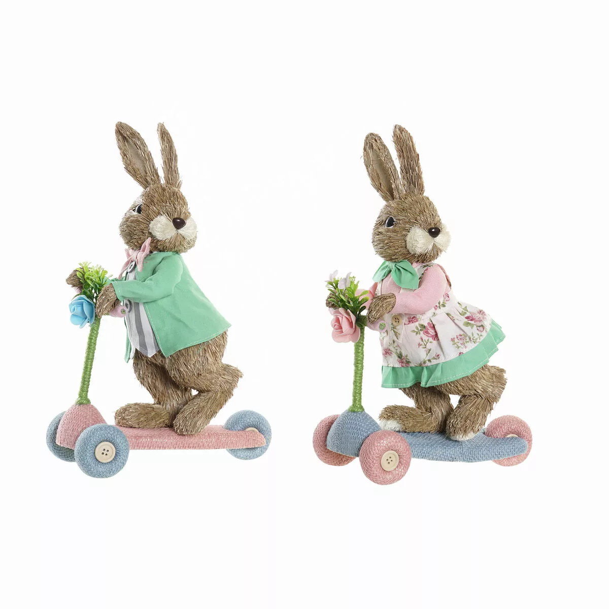 Deko-figur Dkd Home Decor Blau Rosa Braun Polyester Hase Grün Faser Shabby günstig online kaufen