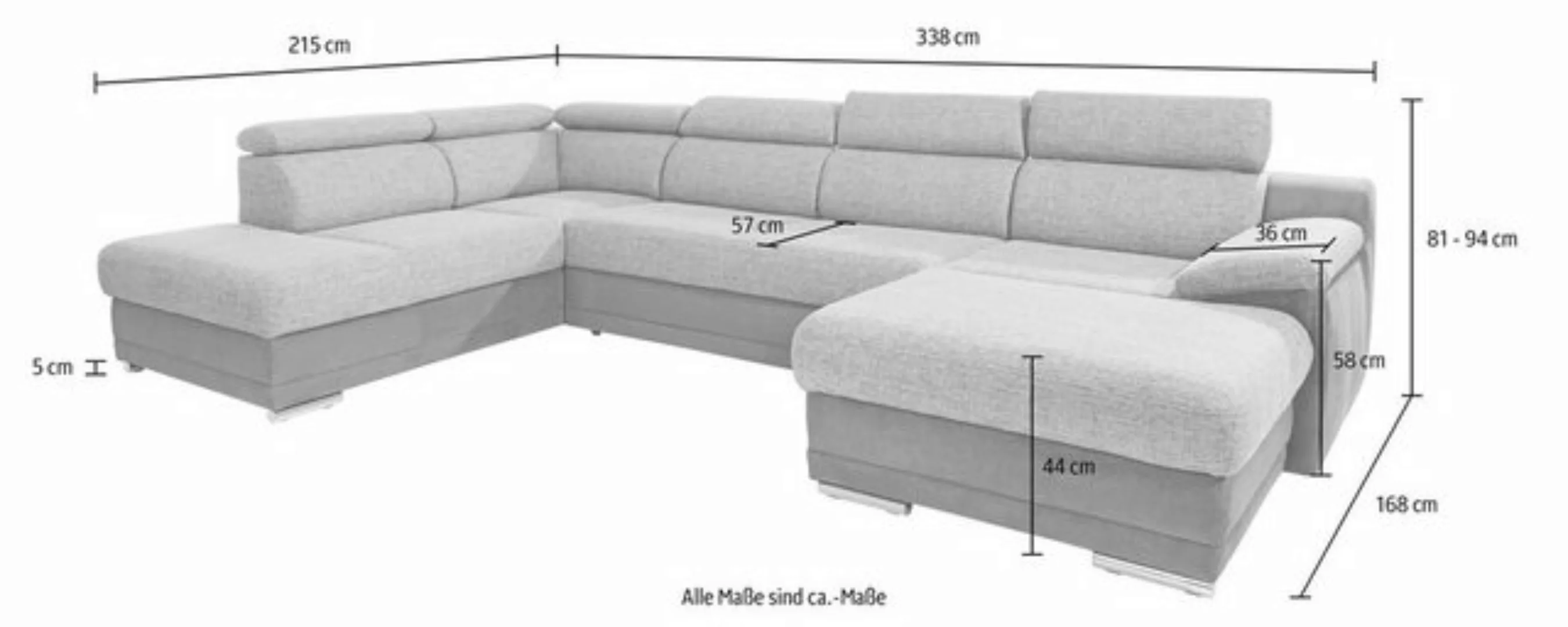 sit&more Wohnlandschaft Xenia U-Form, wahlweise mit Bettfunktion günstig online kaufen