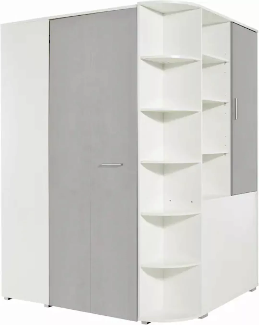 Eckkleiderschrank begehbar 148x124 cm JOKER Weiß/Grau günstig online kaufen