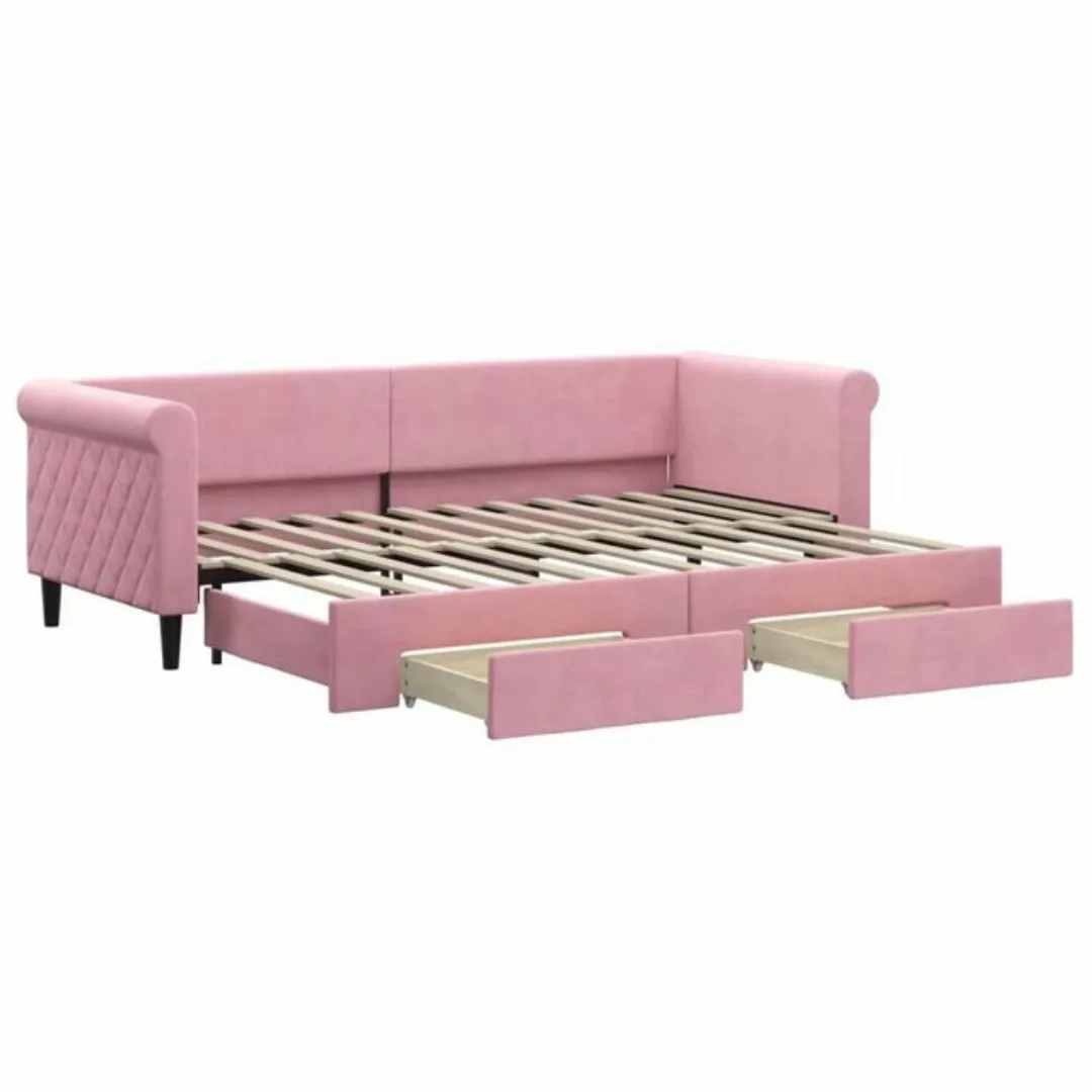 vidaXL Bett Tagesbett Ausziehbar mit Schubladen Rosa 80x200 cm Samt günstig online kaufen