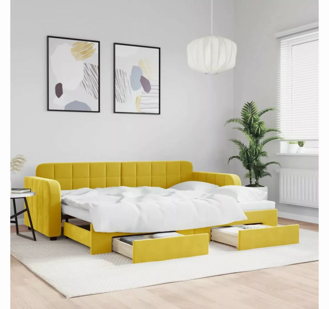 vidaXL Gästebett Gästebett Tagesbett Ausziehbar mit Schubladen Gelb 80x200 günstig online kaufen