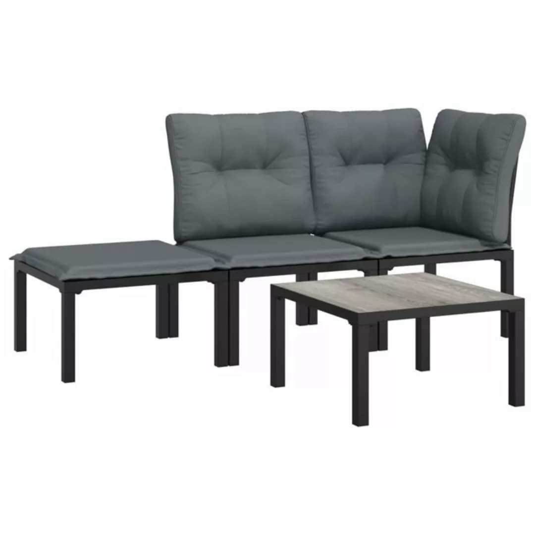 Vidaxl 4-tlg. Garten-lounge-set Schwarz Und Grau Poly Rattan günstig online kaufen