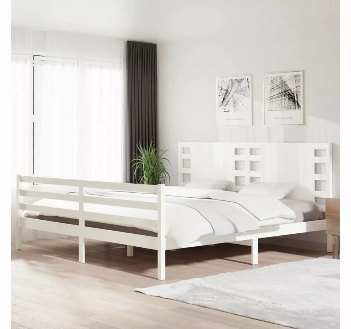 furnicato Bett Massivholzbett Weiß Kiefer 200x200 cm günstig online kaufen