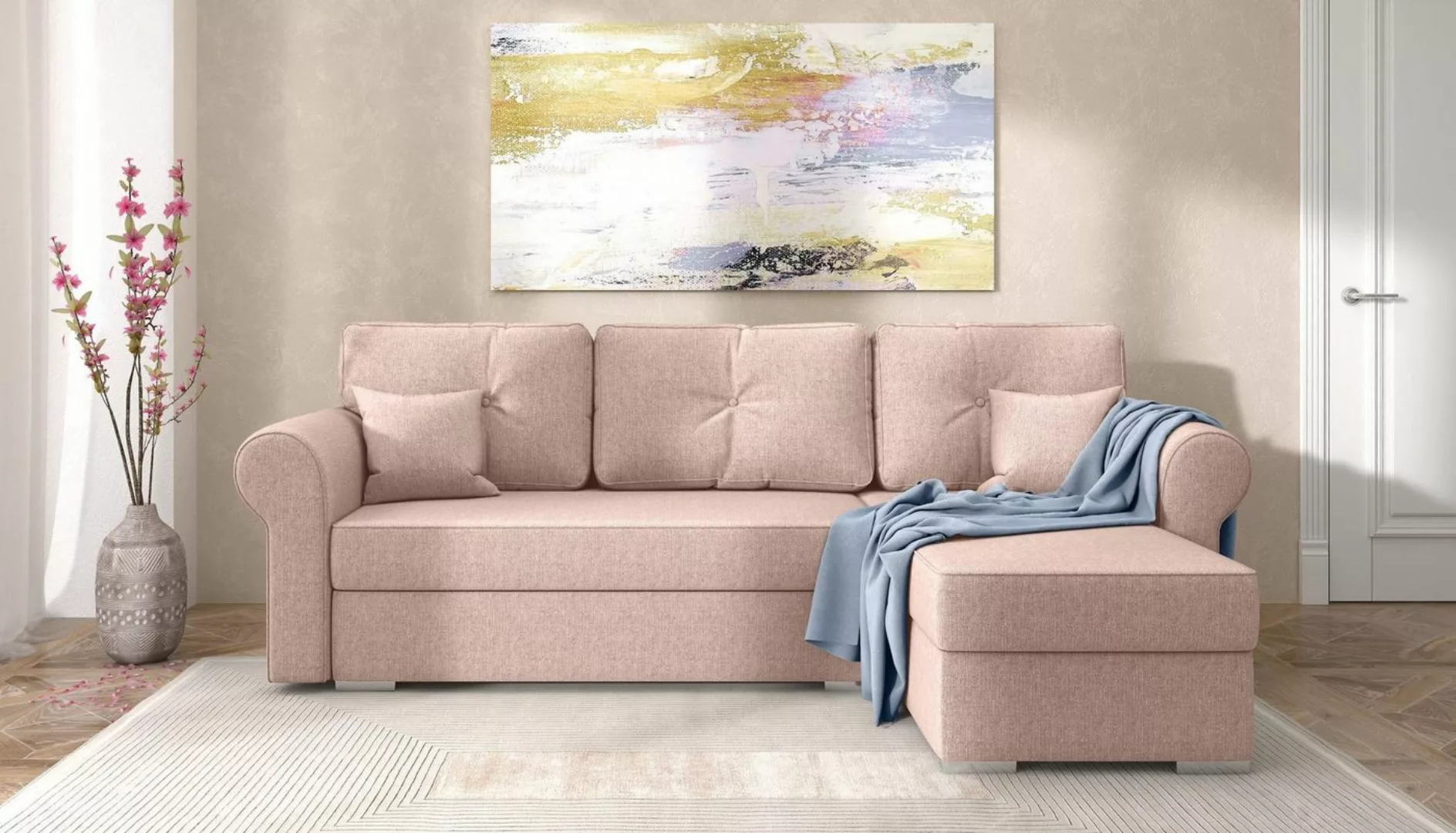 Stylefy Ecksofa Ofanto, L-Form, Eckcouch, mit Bettfunktion und Bettkasten, günstig online kaufen