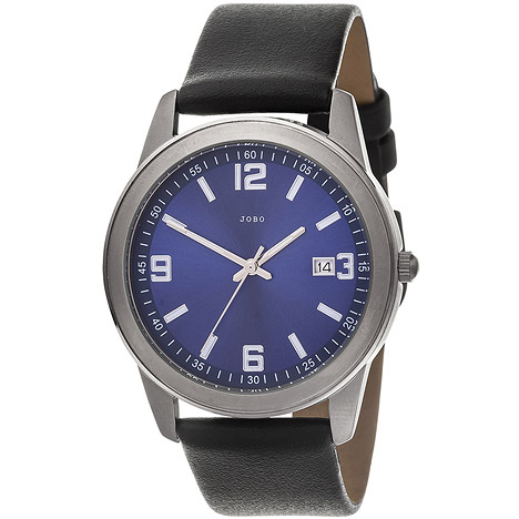 JOBO Herren Armbanduhr Quarz Analog blau Titan Lederband schwarz Herrenuhr günstig online kaufen