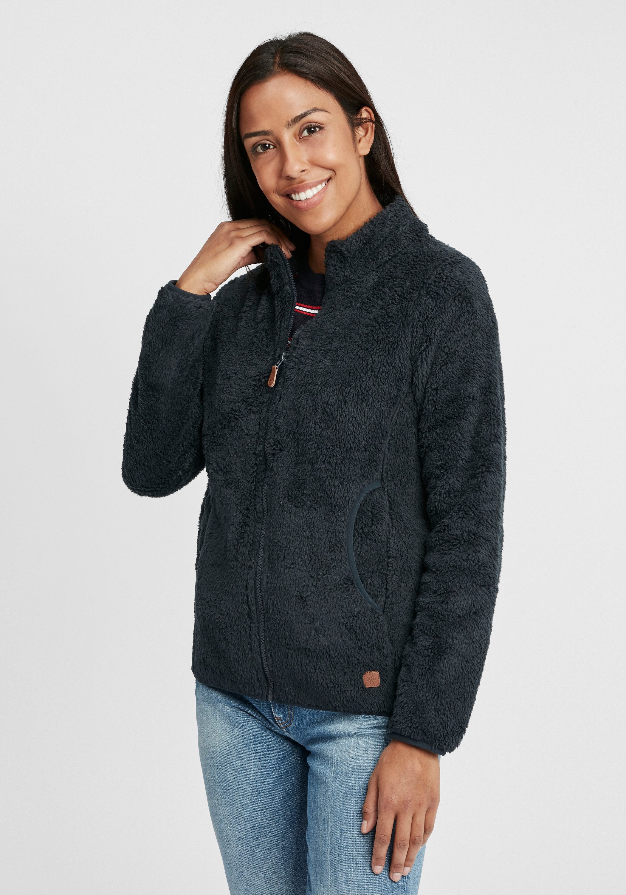 OXMO Kapuzensweatjacke OXTelsa Sweatshirtjacke aus Teddy-Fleece günstig online kaufen