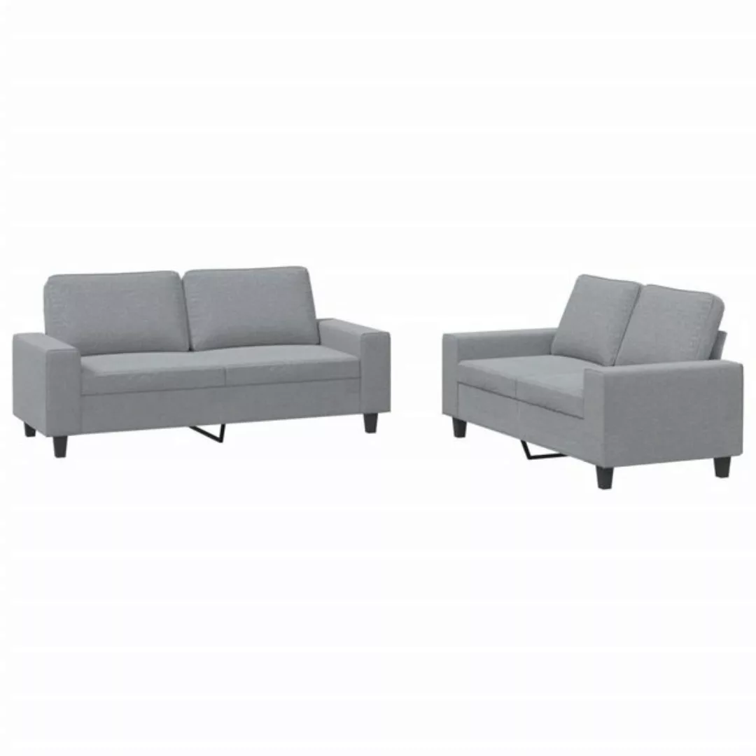 vidaXL Sofa, 2-tlg. Sofagarnitur Hellgrau Stoff günstig online kaufen