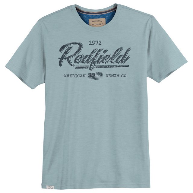 redfield Rundhalsshirt Große Größen Herren T-Shirt Logoprint eisblau Redfie günstig online kaufen