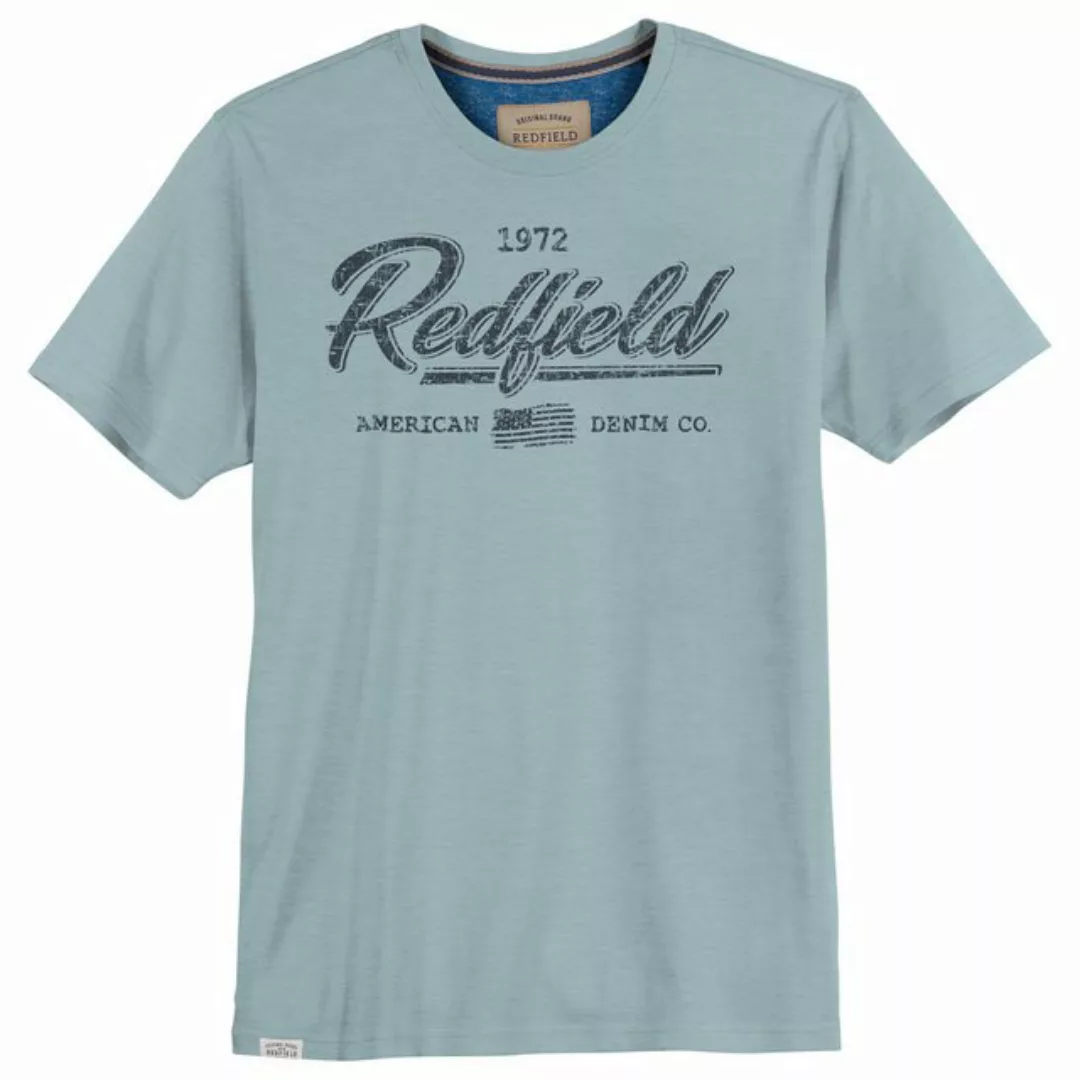 redfield Rundhalsshirt Große Größen Herren T-Shirt Logoprint eisblau Redfie günstig online kaufen