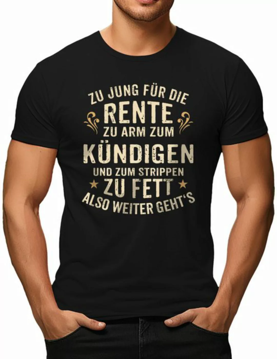 RAHMENLOS® T-Shirt für Mitarbeiter mit einer Portion Humor: Also weiter geh günstig online kaufen