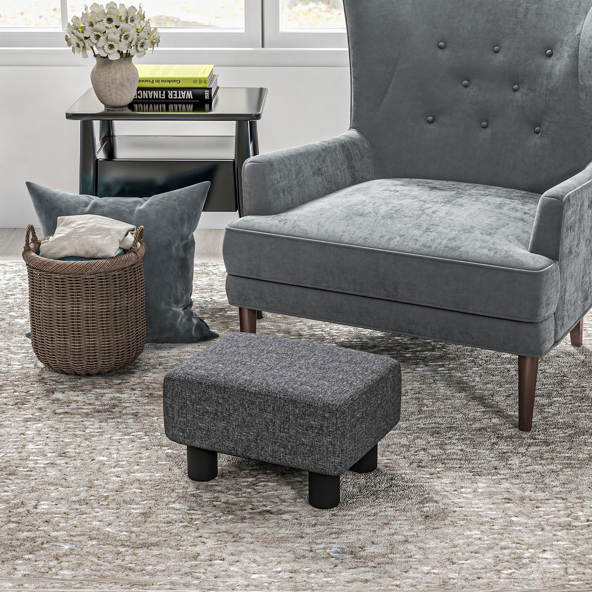 HOMCOM Sitzhocker Hocker mit Leinenoptik Moderner Fußhocker Polsterhocker O günstig online kaufen