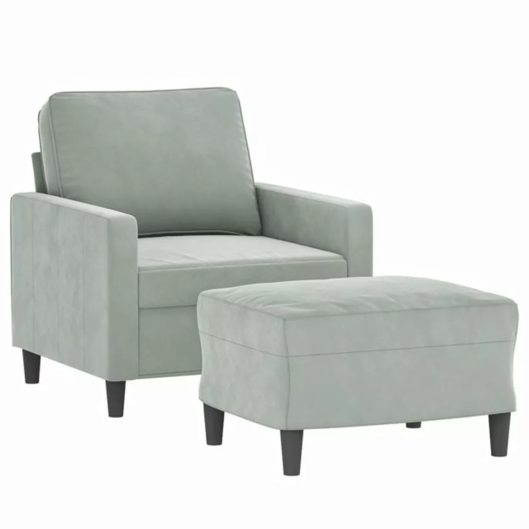 vidaXL Sofa Sessel mit Hocker Hellgrau 60 cm Samt günstig online kaufen