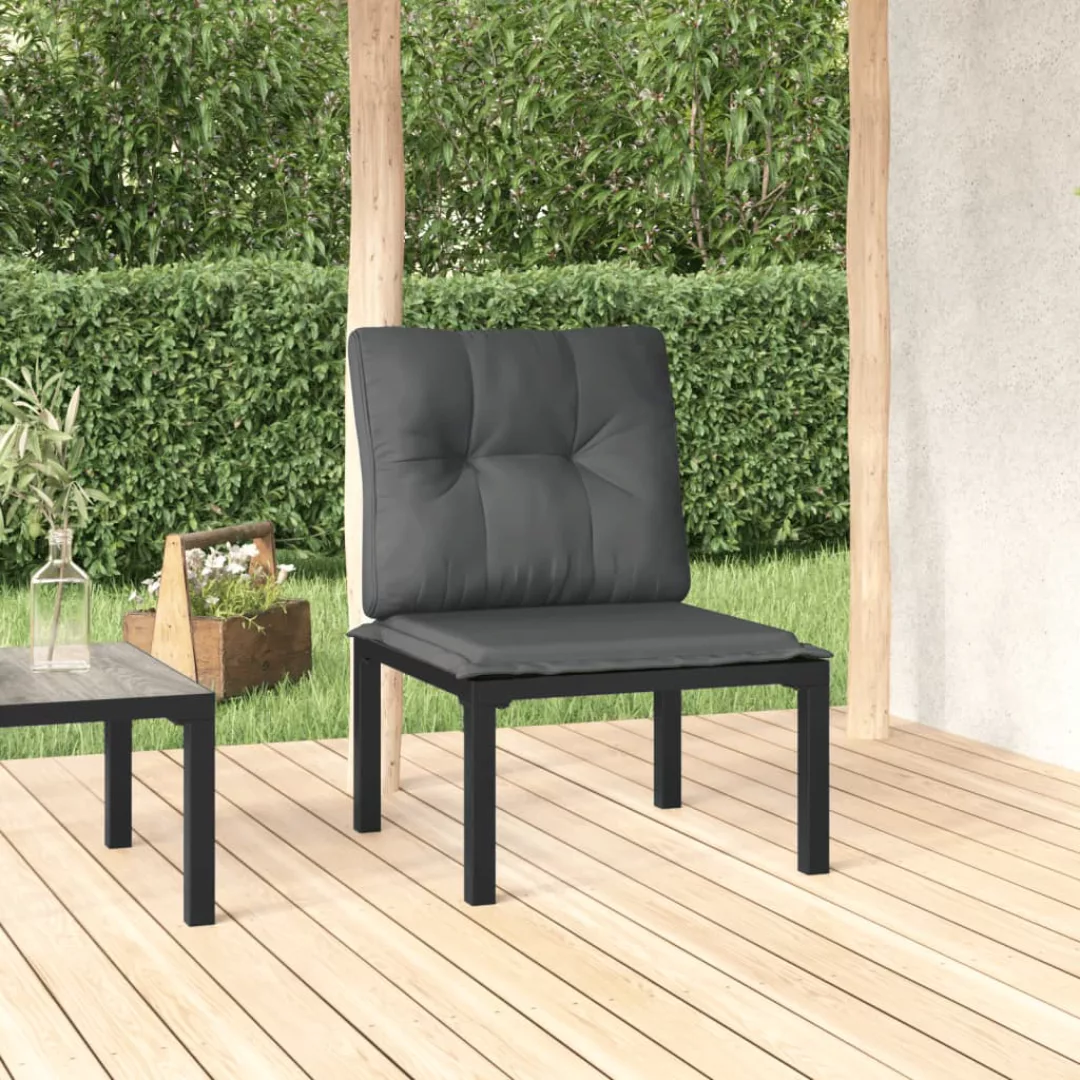 Vidaxl Gartenstuhl Mit Kissen Schwarz Und Grau Poly Rattan günstig online kaufen