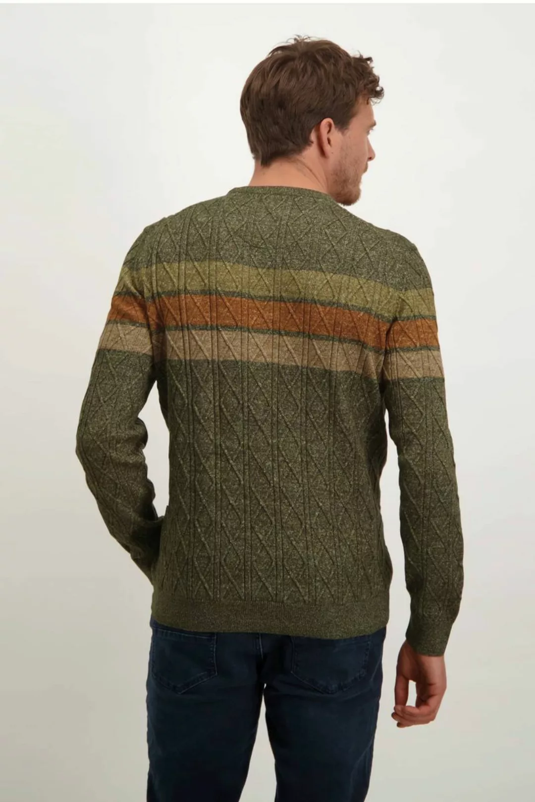 State Of Art Pullover mit Streifen Grün Melange - Größe 3XL günstig online kaufen