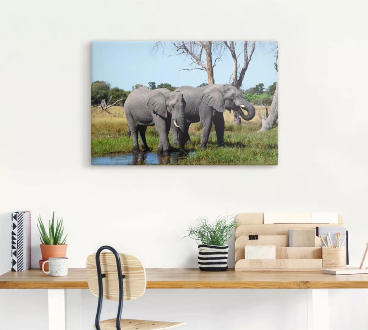 Artland Wandbild "Afrikanische Elefanten", Wildtiere, (1 St.), als Leinwand günstig online kaufen