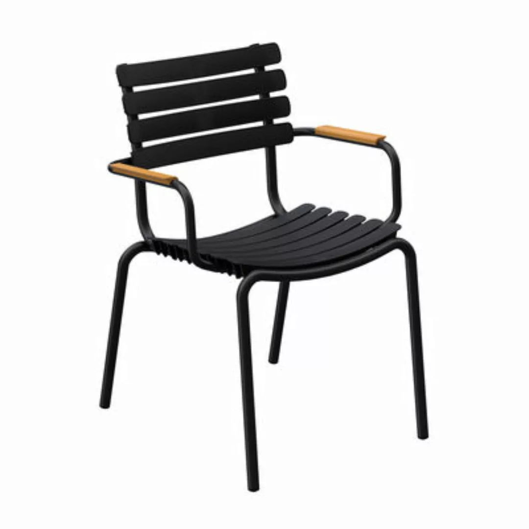 Stapelbarer Sessel ReCLIPS plastikmaterial schwarz / Armlehnen Bambus - Rec günstig online kaufen