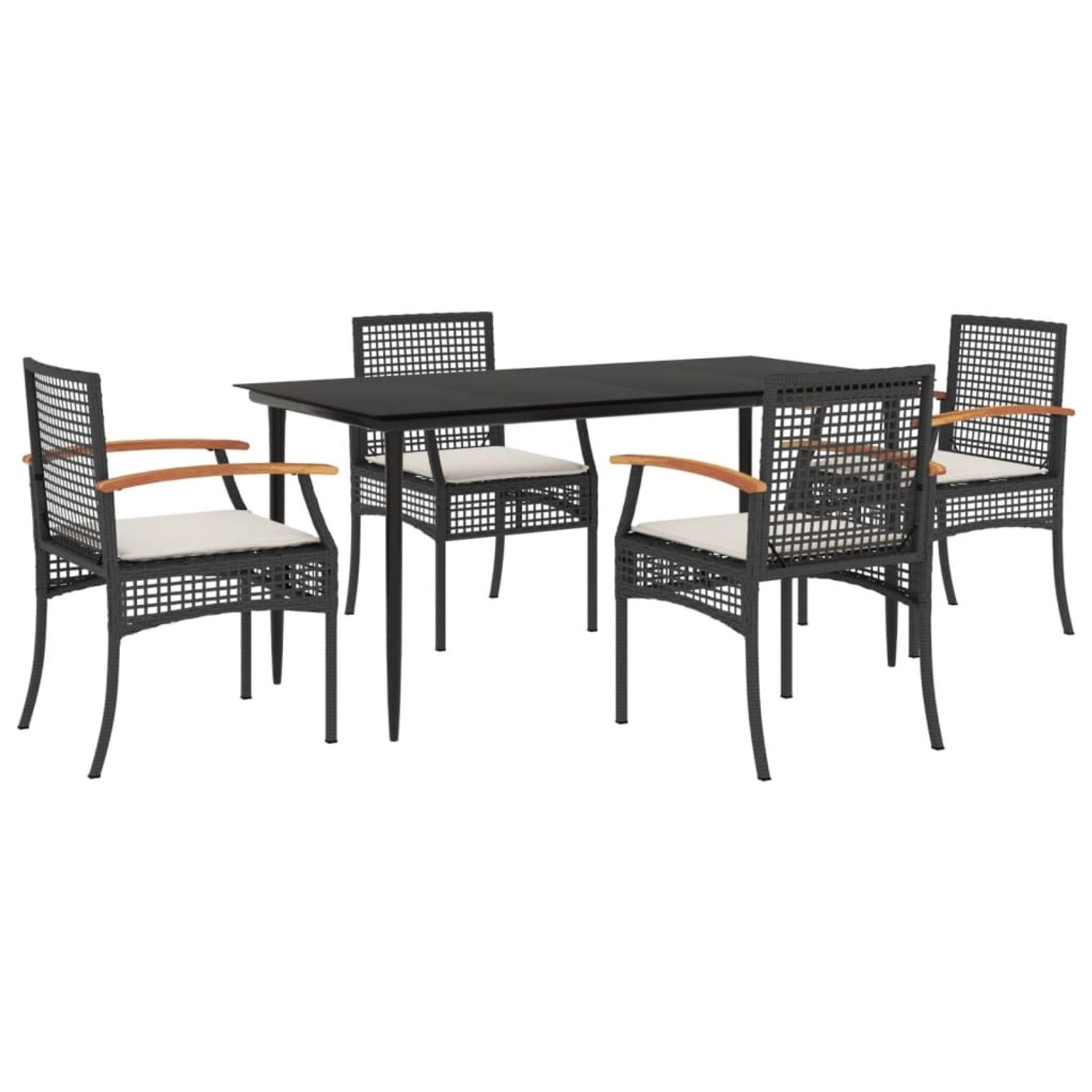 vidaXL 5-Tlg Garten-Essgruppe mit Kissen Schwarz Poly Rattan 3213599 günstig online kaufen