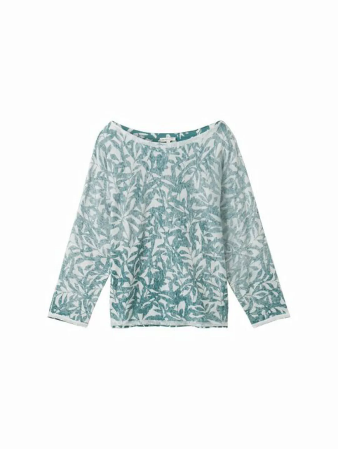 TOM TAILOR Sweatshirt knit pullover inside printed, green abstract leaf pri günstig online kaufen