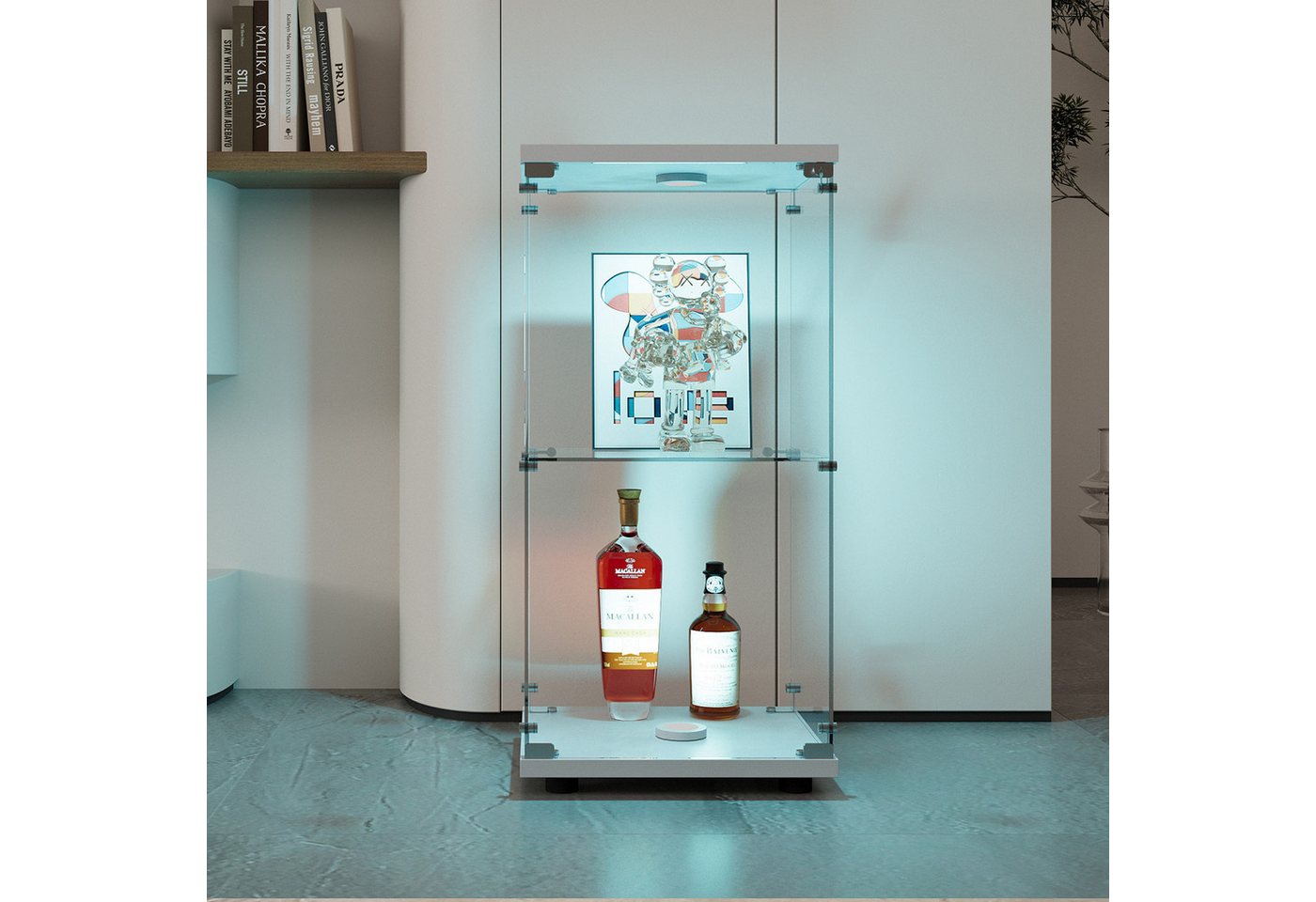 FUROKOY Glasvitrine Glas Standvitrinen, Drei/Zweifach-Vitrine aus gehärtete günstig online kaufen