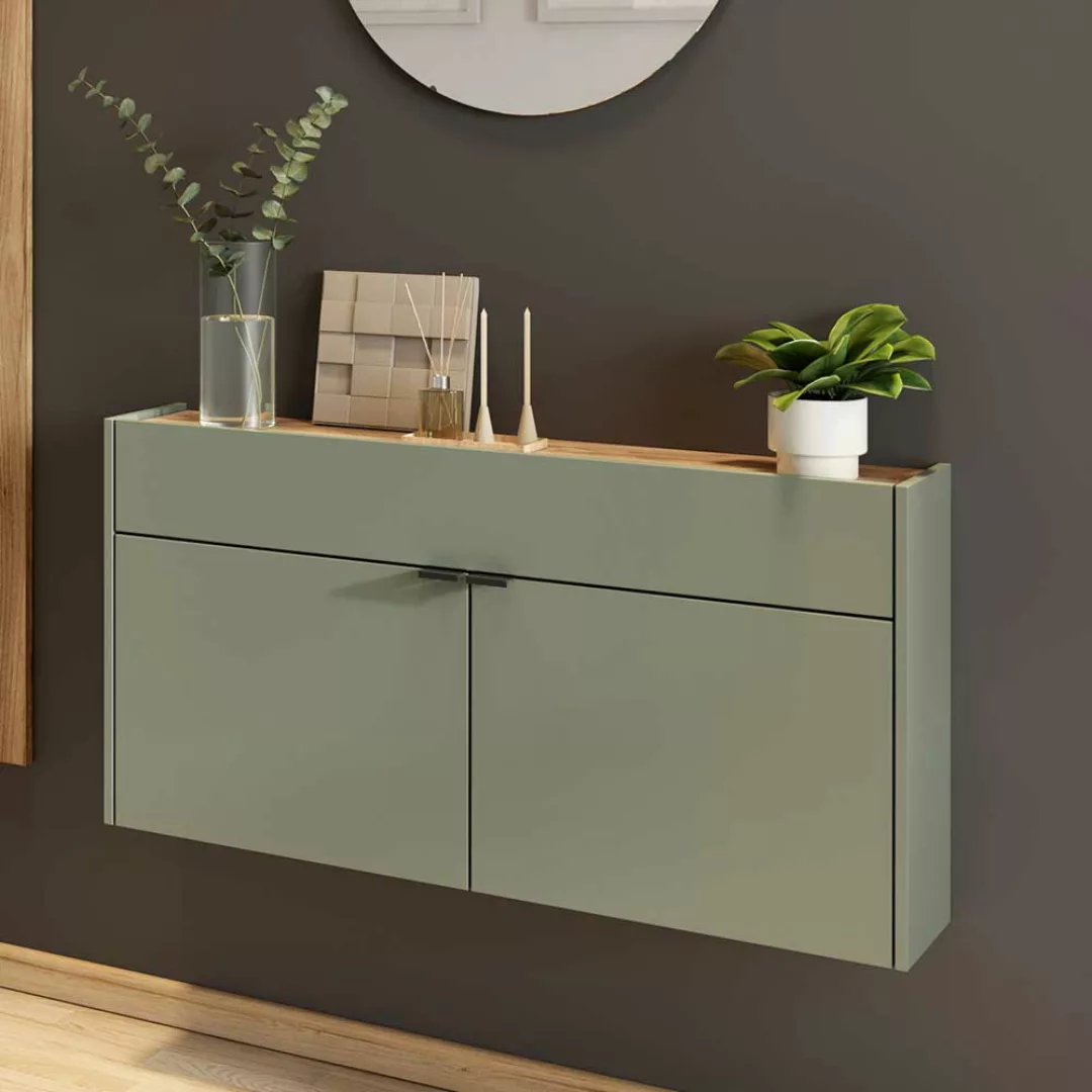 Wand Sideboard modern in Graugrün Wildeichefarben günstig online kaufen