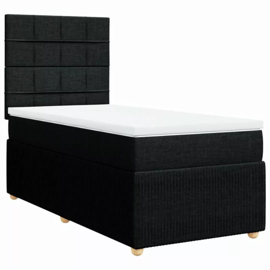 vidaXL Bett Boxspringbett mit Matratze Schwarz 100x200 cm Stoff günstig online kaufen