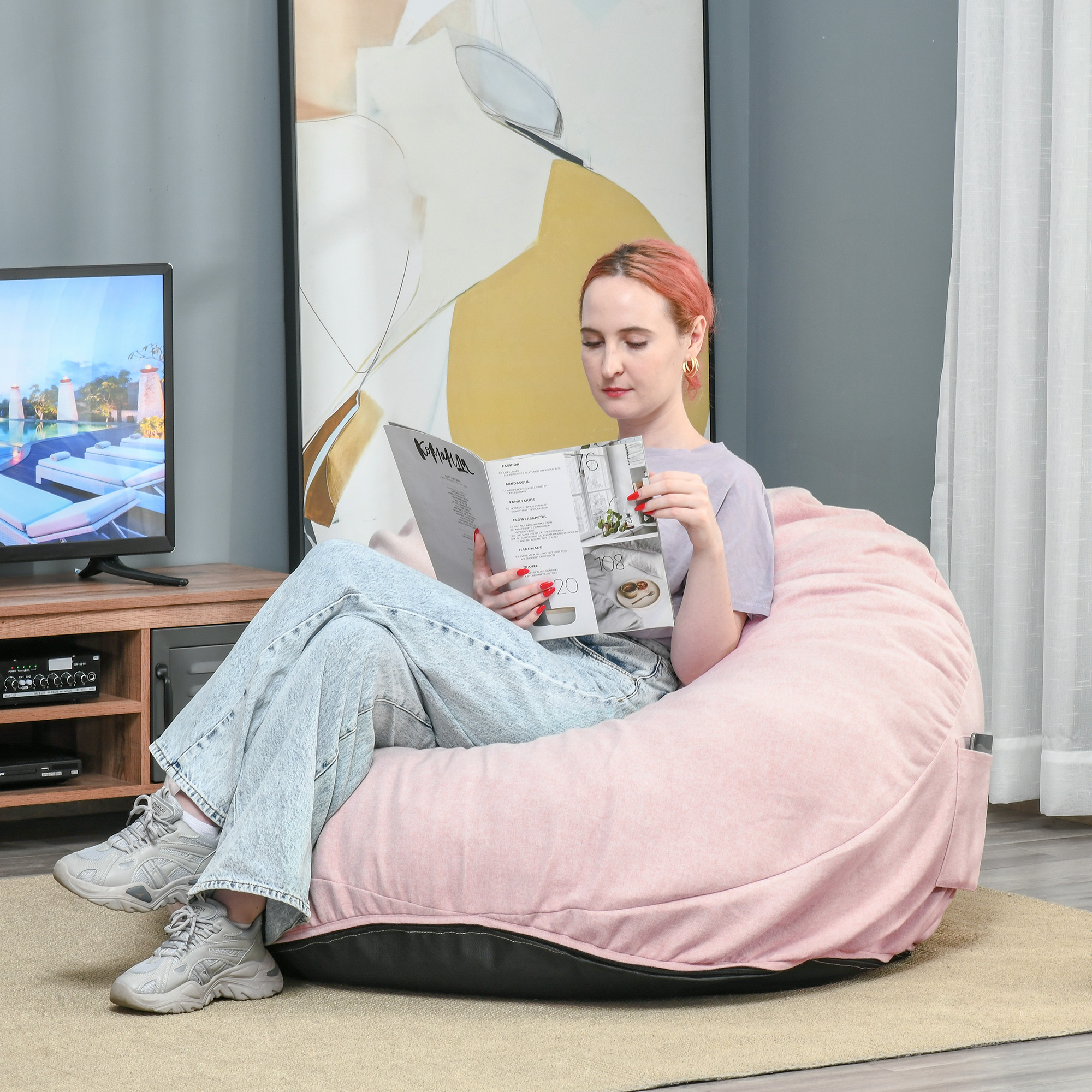 HOMCOM Sitzsack Aufblasbares Sofa Bodensessel gepolstert mit Seitentaschen günstig online kaufen