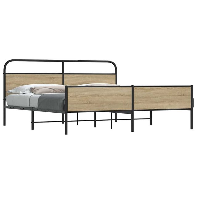 vidaXL Bett, Metallbett ohne Matratze Räuchereiche 183x213 cm günstig online kaufen