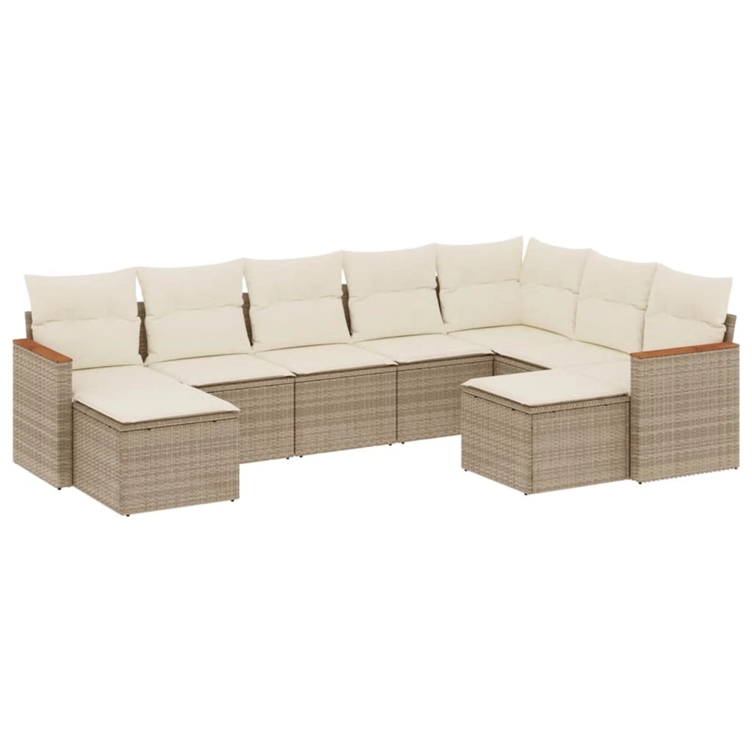 vidaXL 9-Tlg Garten-Sofagarnitur mit Kissen Beige Poly Rattan 3258943 günstig online kaufen