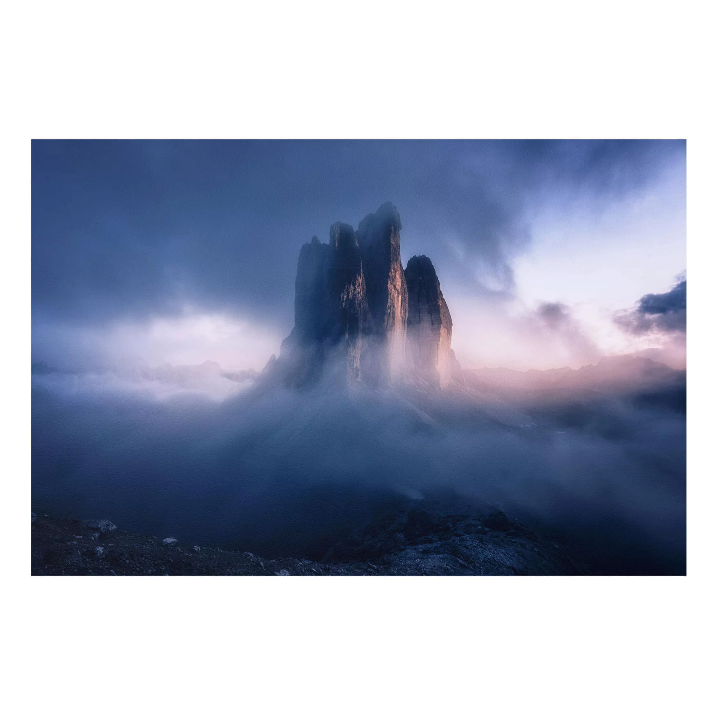 Forexbild Natur & Landschaft - Querformat Drei Zinnen in blauem Licht günstig online kaufen