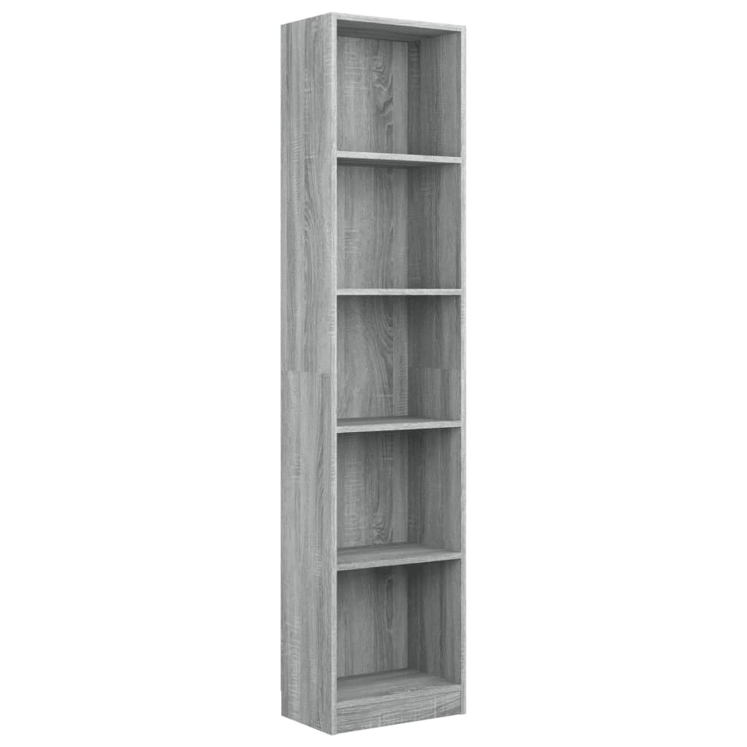 vidaXL Bücherregal 5 Fächer Grau Sonoma 40x24x175 cm Holzwerkstoff günstig online kaufen