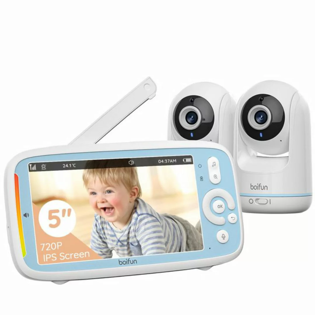 Boifun Video-Babyphone Babyphone mit 2 Stück Kamera 5 Zoll Baby Monitor 720 günstig online kaufen