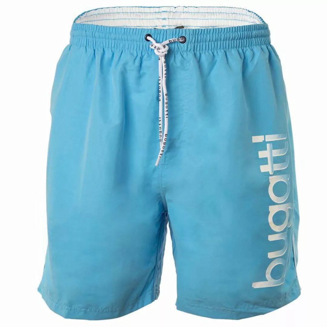 Bugatti Herren Badehose - Logo-Print, uni, Kordelzug, S-3XL Blau M günstig online kaufen