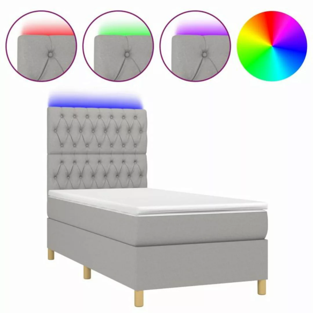 vidaXL Boxspringbett Bett Boxspringbett mit Matratze & Topper & LED (90 x 2 günstig online kaufen