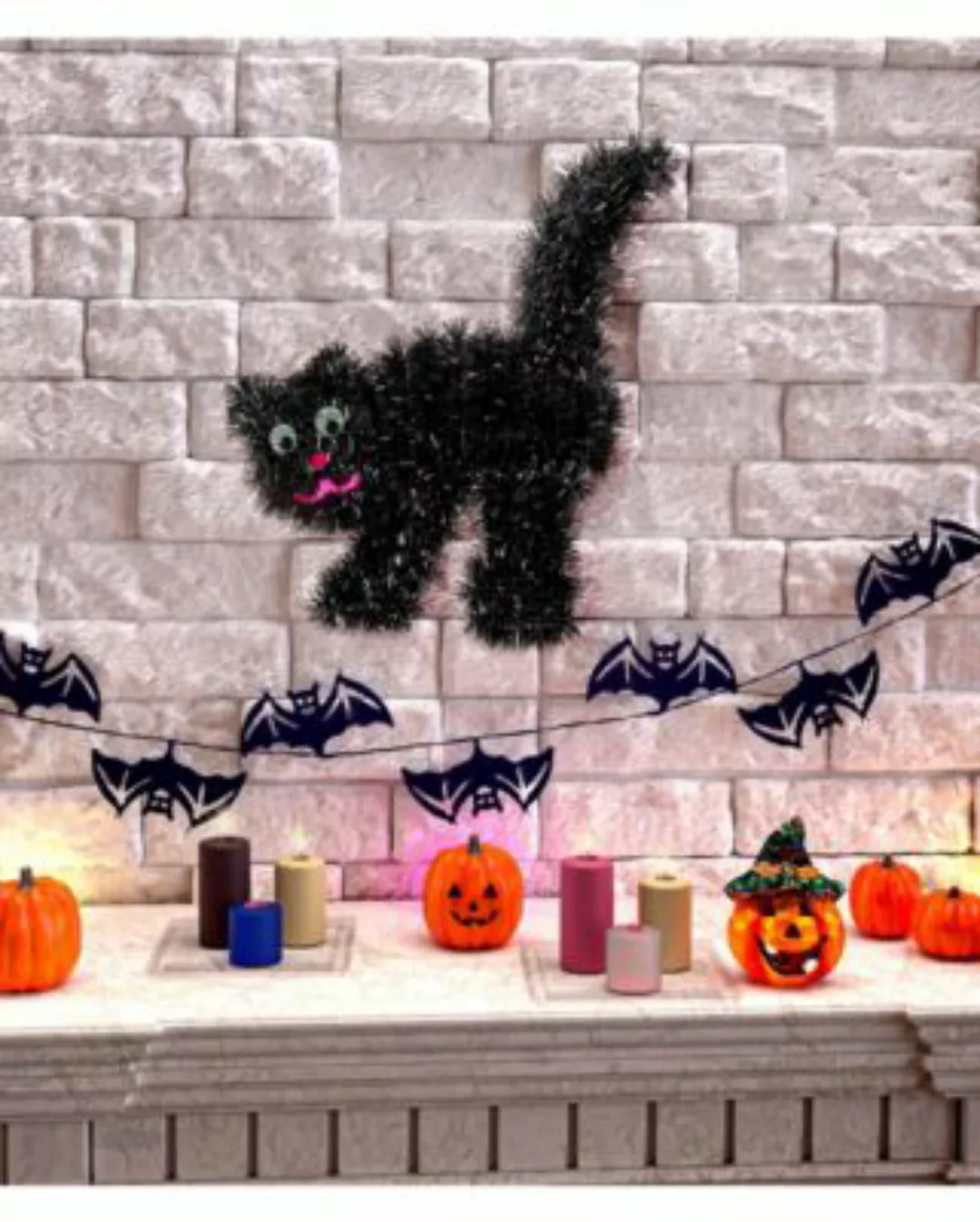 Schwarze Katze aus Lametta Halloween Partydeko schwarz  Kinder günstig online kaufen