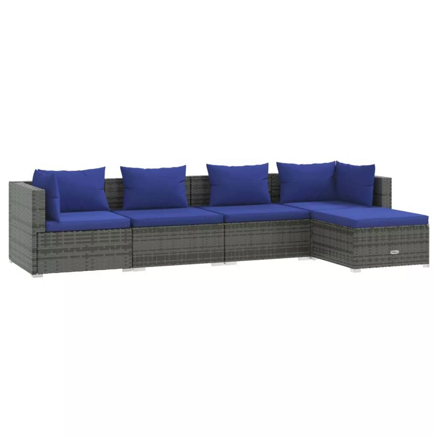 vidaXL 5-tlg Garten-Lounge-Set mit Kissen Poly Rattan Grau Modell 25 günstig online kaufen