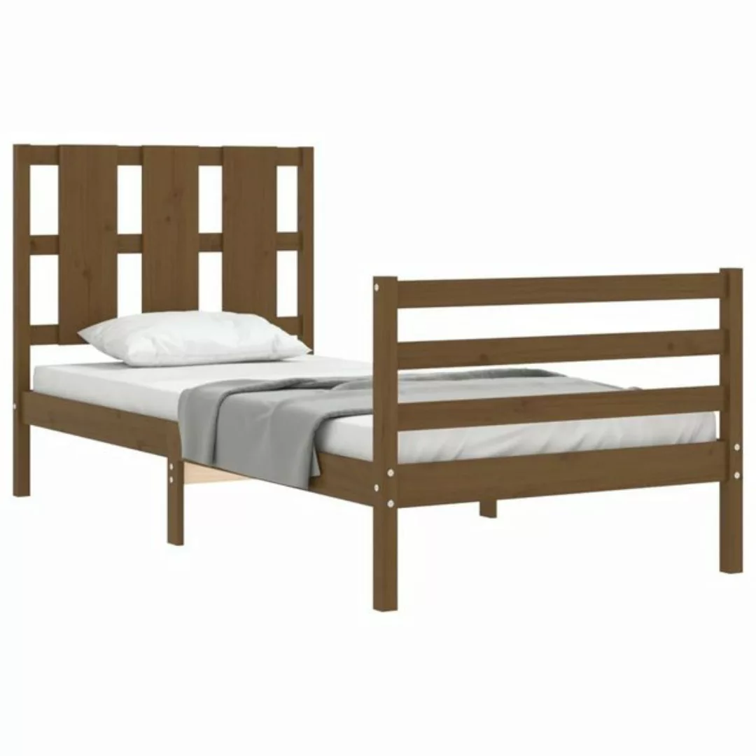 vidaXL Bett Massivholzbett mit Kopfteil Honigbraun 90x200 cm günstig online kaufen