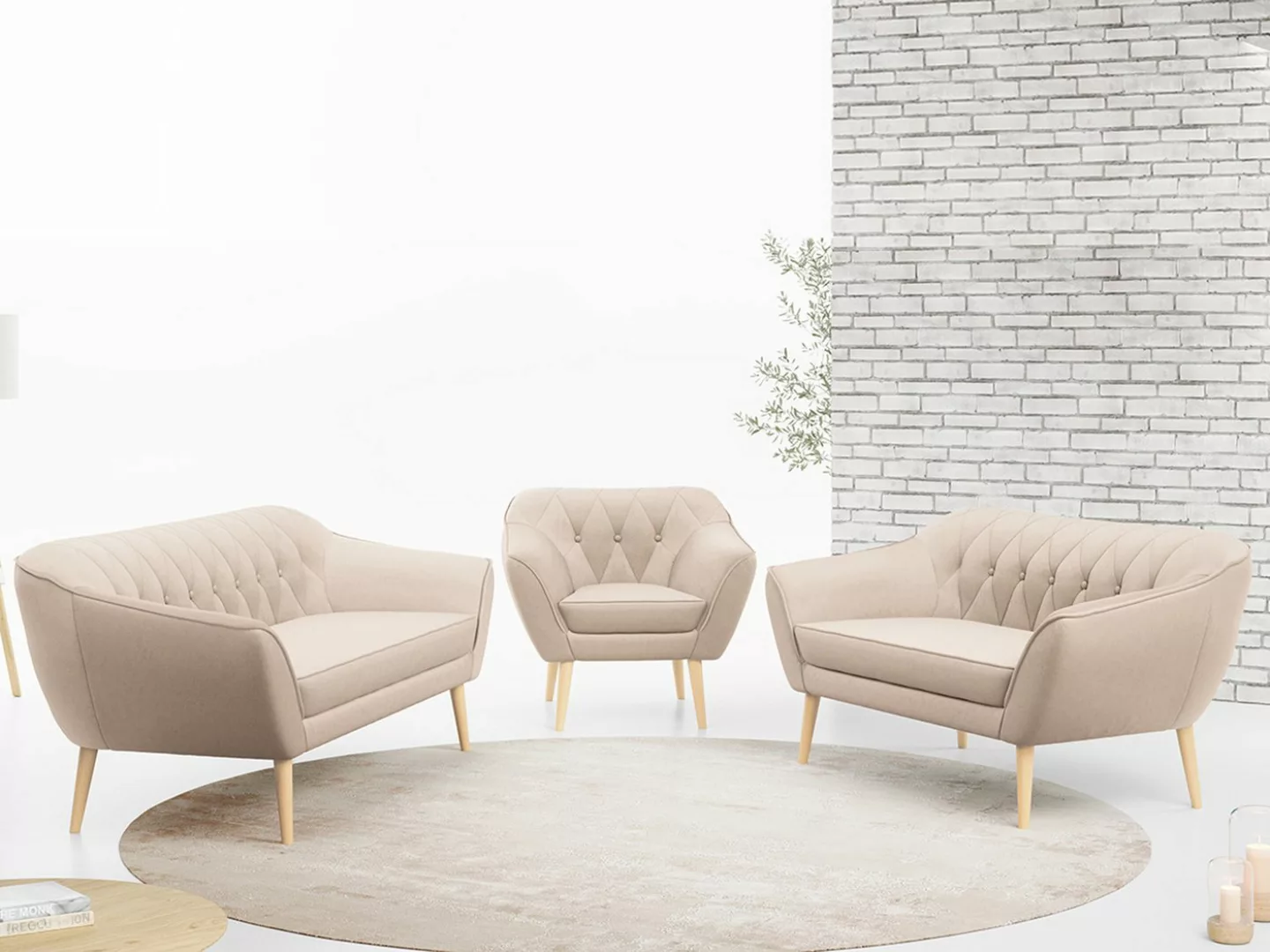 MKS MÖBEL Sofa PIRS 3 2 1, Moderne Sofa Set, Skandinavische Deko günstig online kaufen