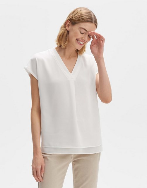 OPUS Shirtbluse Feliso lockere Passform Chiffon in der Front Das Model ist günstig online kaufen