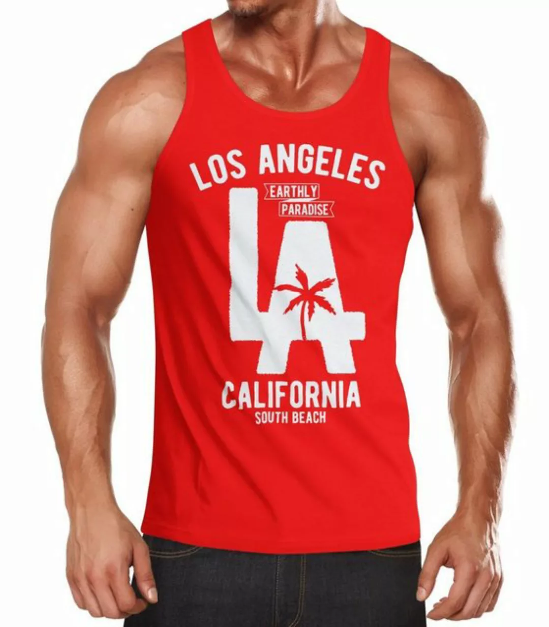 Neverless Tanktop Herren Tank Top Los Angeles California LA Palme mit Print günstig online kaufen