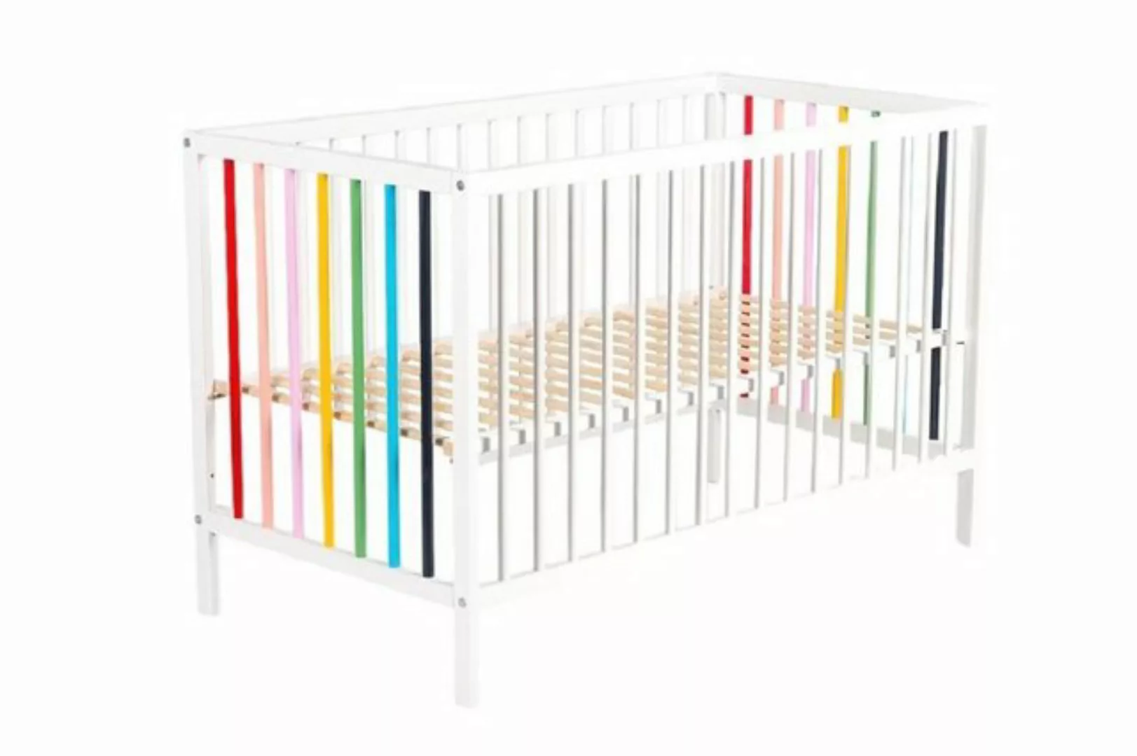 Babyhafen Babybett Rainbow Kinderbett 60×120 cm mit Matratze Gitterbett, Ma günstig online kaufen