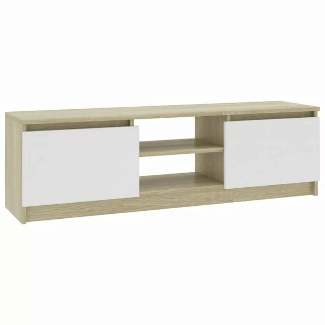 furnicato TV-Schrank Weiß und Sonoma-Eiche 120×30×35,5 cm Holzwerkstoff günstig online kaufen