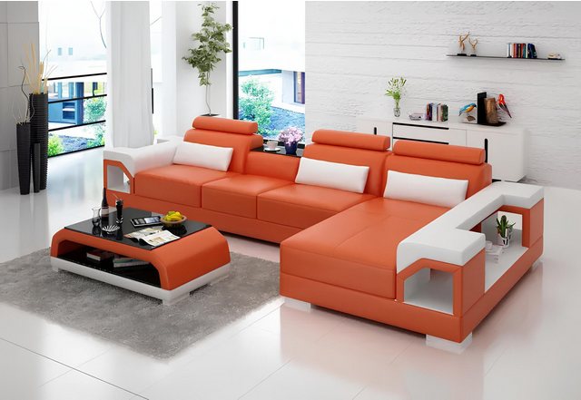 Xlmoebel Ecksofa Wohnzimmer Ecksofa mit Lederausstattung und modernem Desig günstig online kaufen