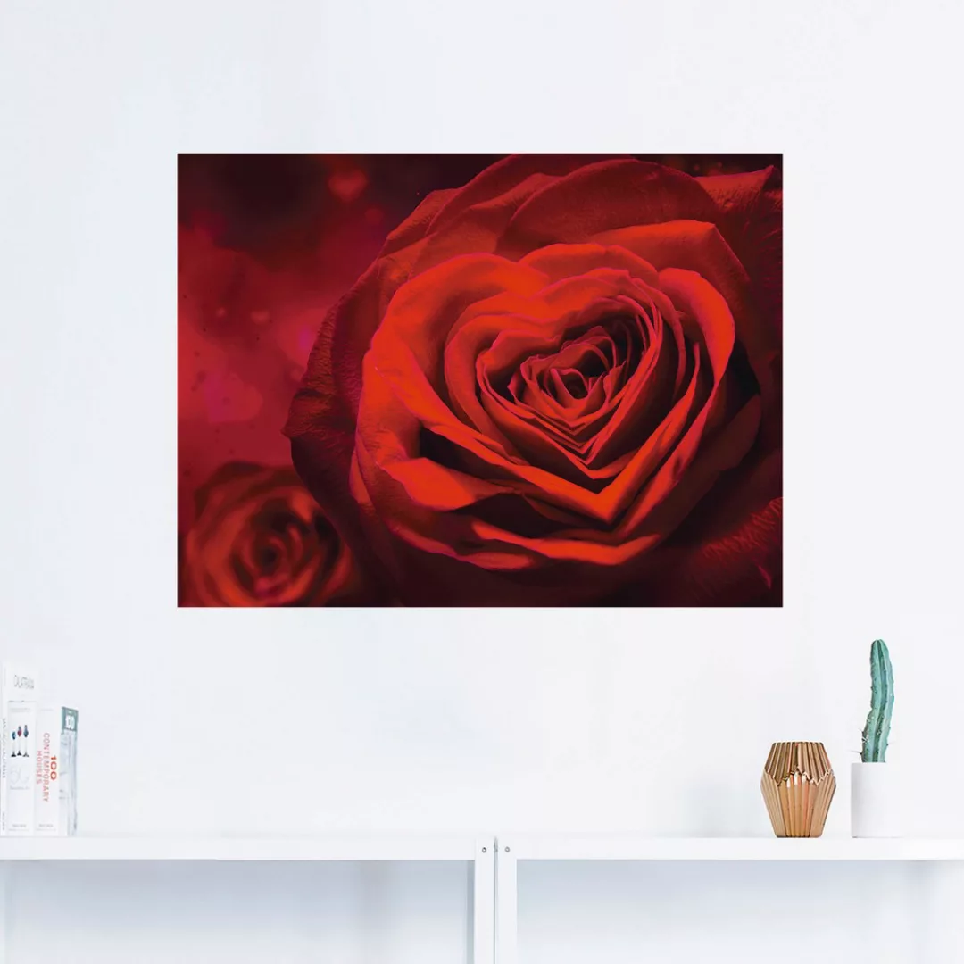 Artland Wandbild "Valentinseinladung mit Herzen und Rosen", Blumen, (1 St.) günstig online kaufen