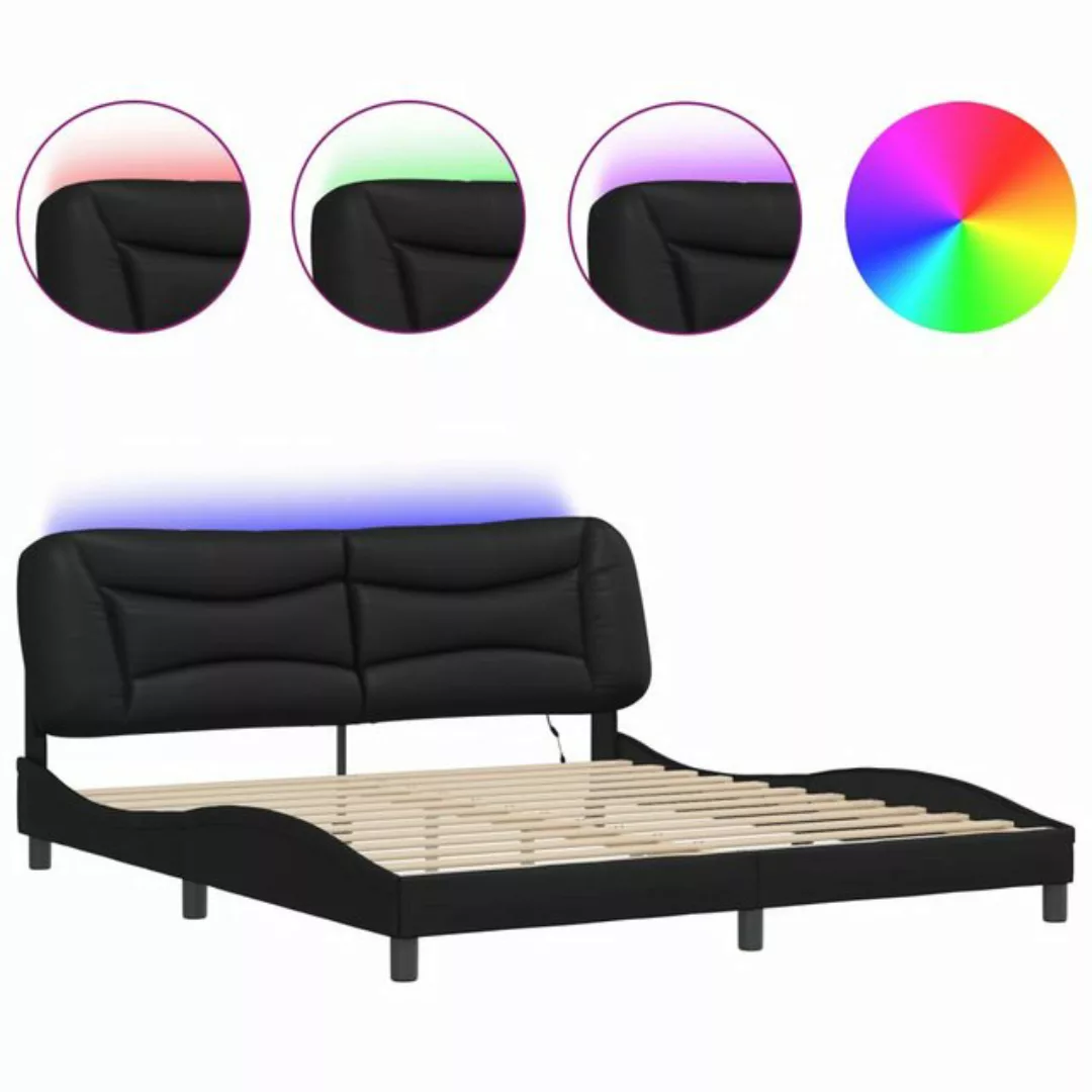 vidaXL Bett Bettgestell mit LED Schwarz 180x200 cm Kunstleder günstig online kaufen