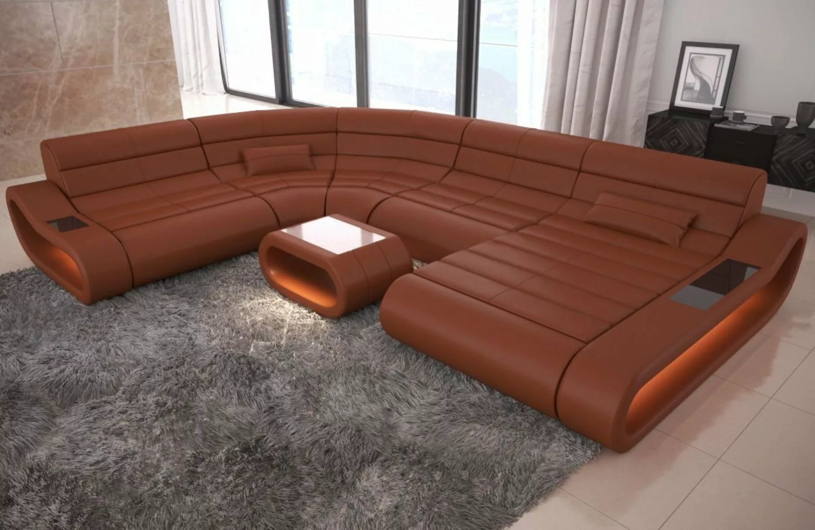 Sofa Dreams Wohnlandschaft Leder Sofa Ledercouch Concept XXL U Form Lederso günstig online kaufen